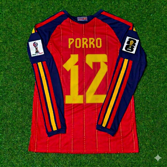 Pedro Porro #12 Spanien WM 2026 Heimtrikot Langarm