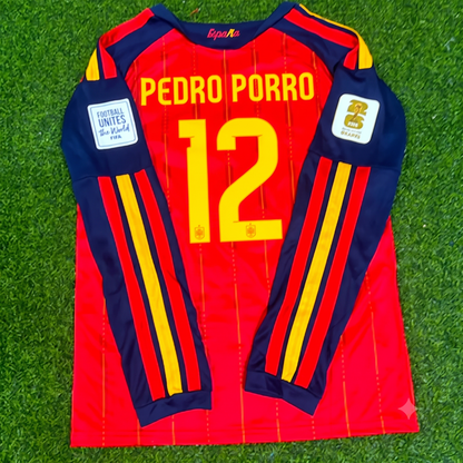 Pedro Porro #12 Spanien WM 2026 Heimtrikot Langarm