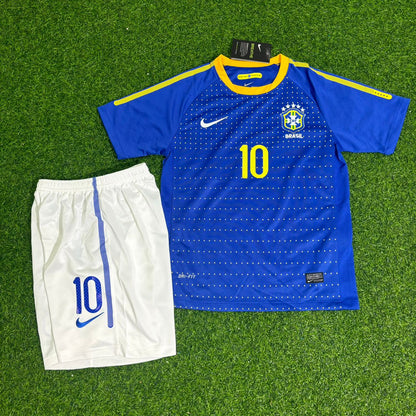 Pelé Brazil World Cup Retro Blue Kids Football Jersey