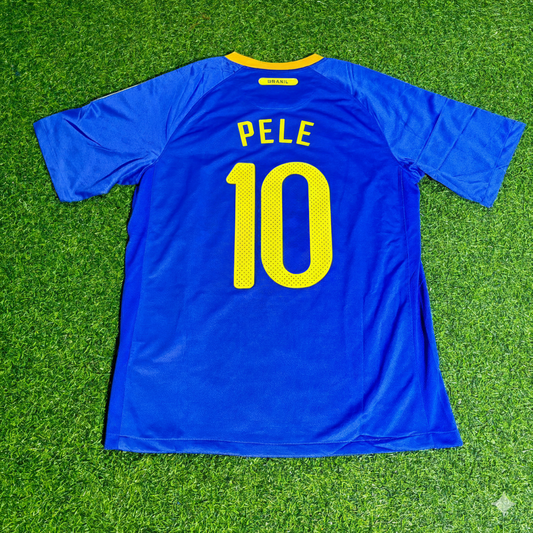 Pele Brazil World Cup Retro Blue Jersey Trikot