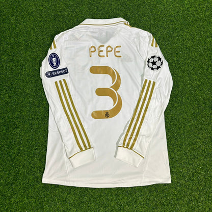 Pepe 3- Real Madrid 2011-2012 White Long Sleeve Jersey Soccer Shirt