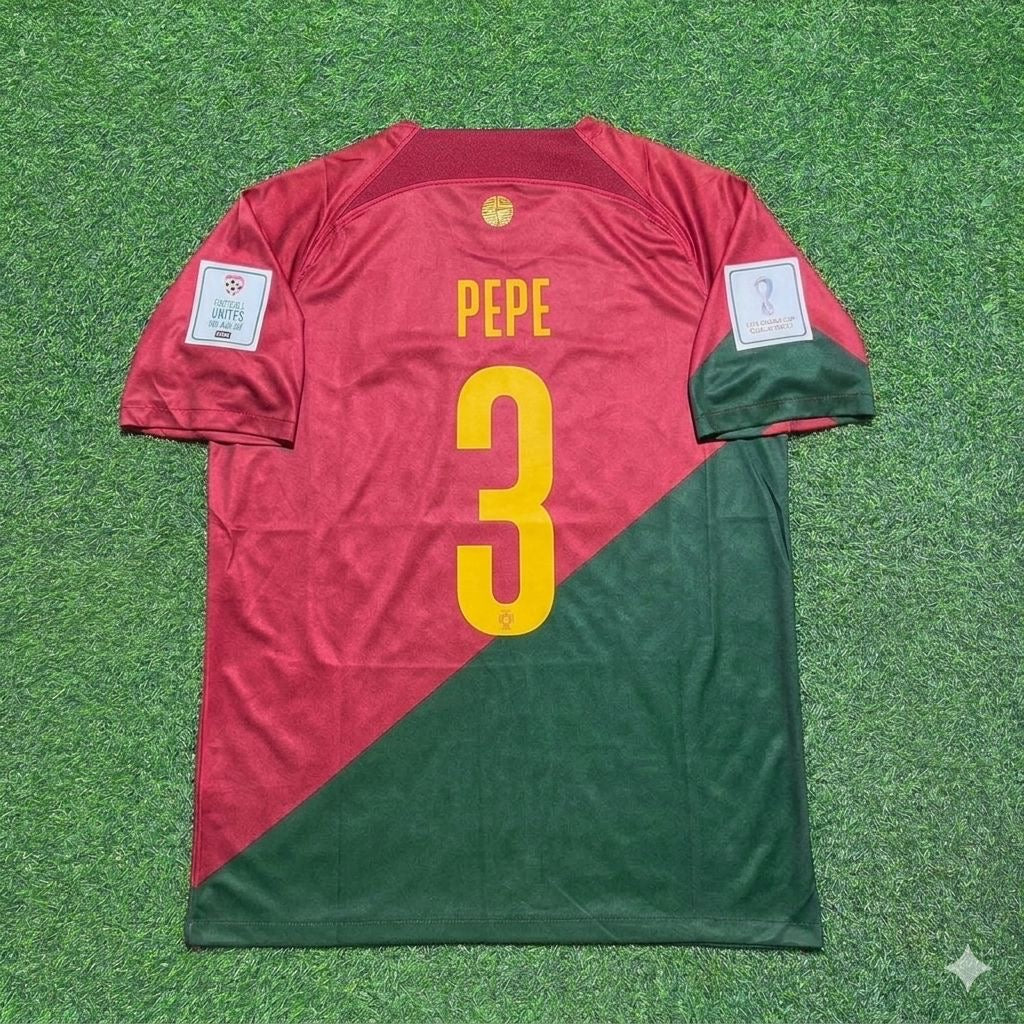 Pepe #3 Portugal 2022 Weltmeisterschaft Heim Retro Fußballtrikot