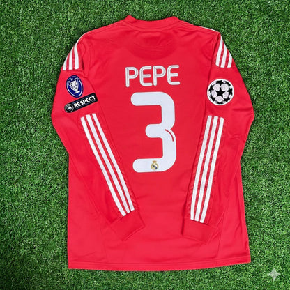 Pepe 3- Real Madrid 2011-2012 Red Long Sleeve Jersey Soccer Shirt