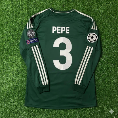 Pepe 3- Real Madrid 2012-2013 Champions League Green Long Sleeve Jersey Soccer Shirt