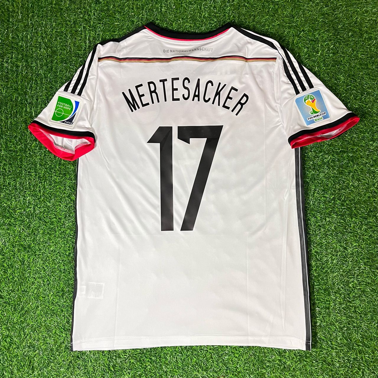 Per Mertesacker 17 - Deutschland 2014 Weltmeisterschaft Weiß Retro Trikot Fußballhemd