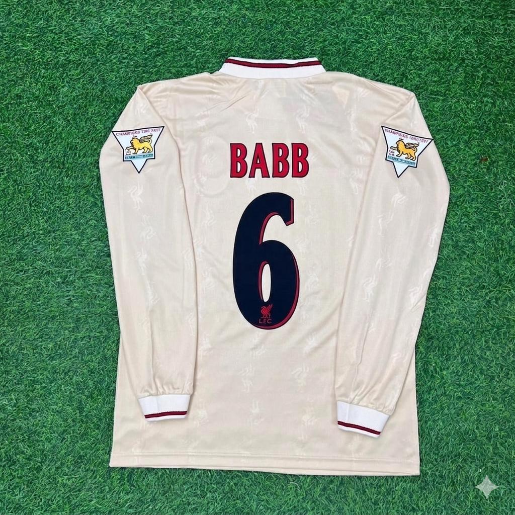 Phil Babb Liverpool 1996 1997 Retro Auswärtstrikot Weiß Langarm
