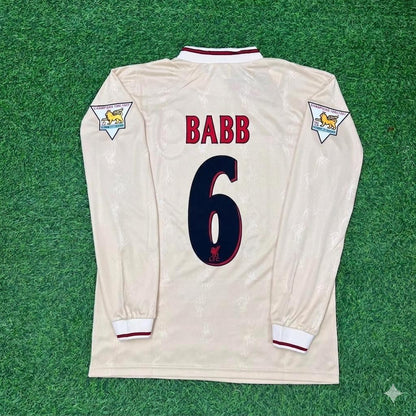 Phil Babb Liverpool 1996 1997 Retro Auswärtstrikot Weiß Langarm