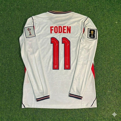 Phil Foden #11 England 2026 World Cup Home White Long Sleeve Jersey