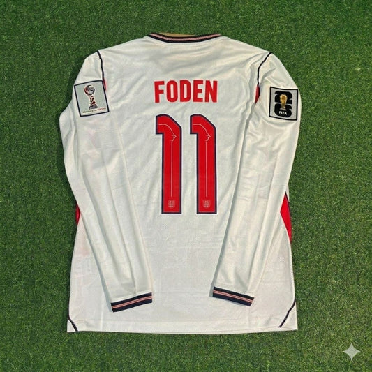 Phil Foden #11 England 2026 World Cup Home White Long Sleeve Jersey