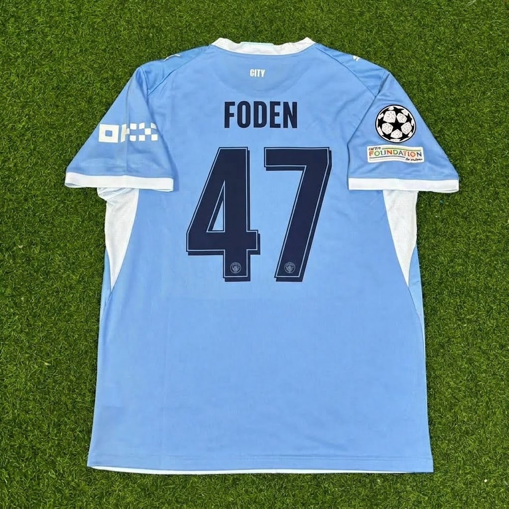 Phil Foden #47 Manchester City 2026-27 Heim Neues Trikot Champions League Patch Trikot Maillot Fußballtrikot