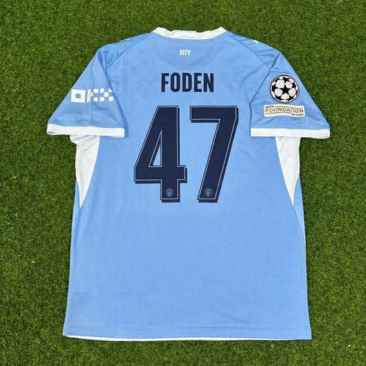 Maillot de football Phil Foden #47 Manchester City 2026-27 Domicile Nouvelle Saison Patch Ligue des Champions