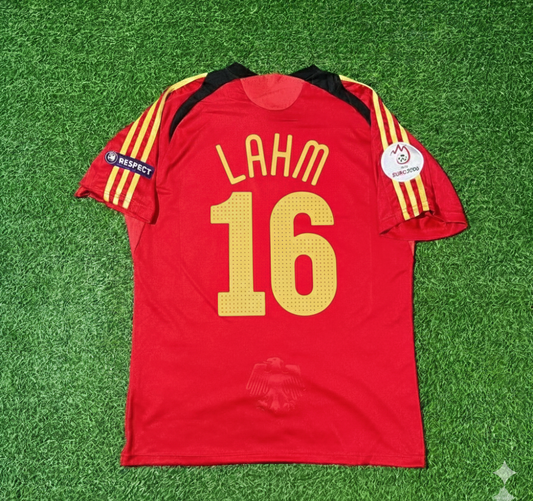 Philipp Lahm Deutschland EURO 2008 Auswärts Rot Retro Fußballtrikot Set