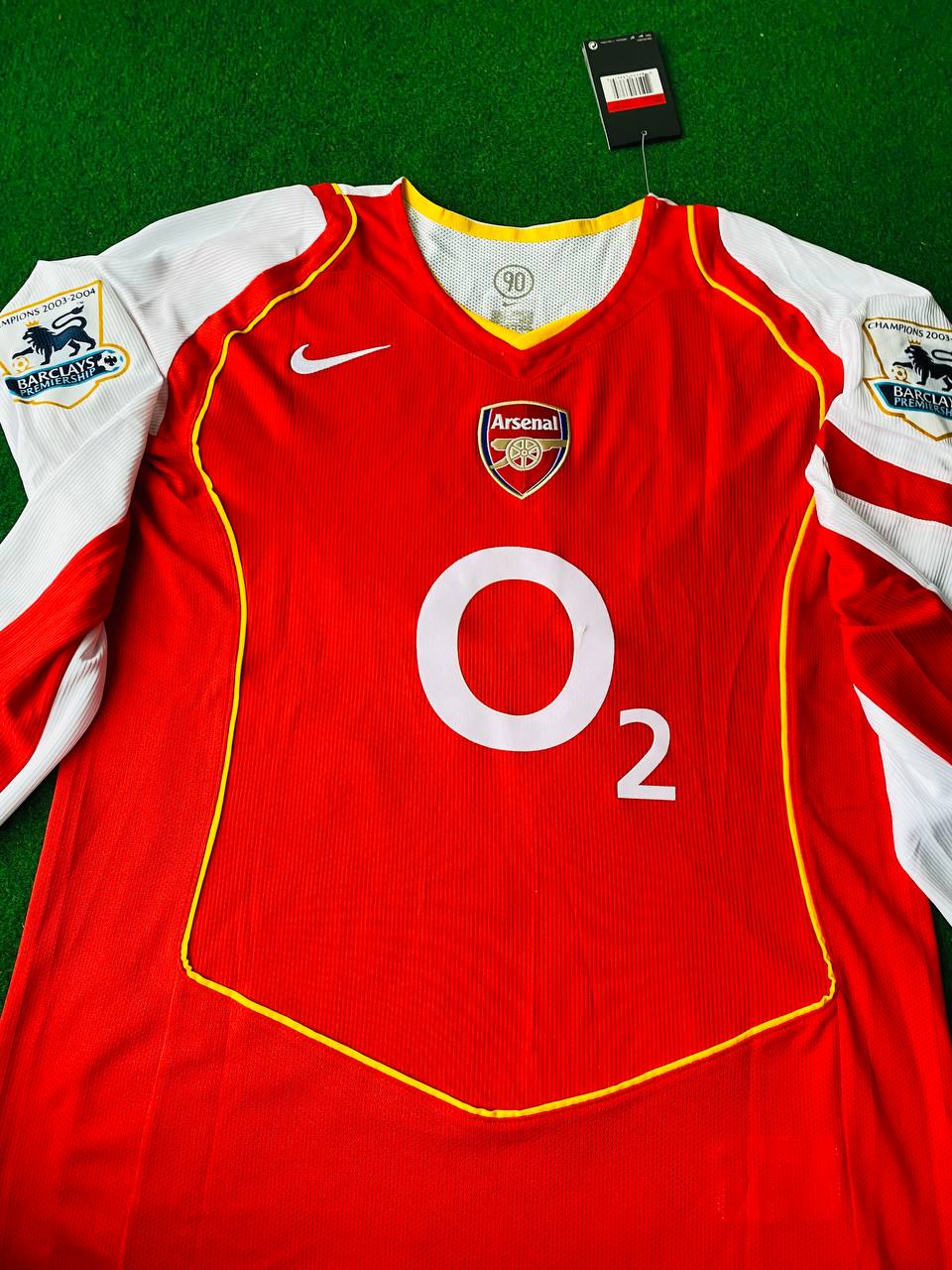 Dennis Bergkamp Arsenal Retro Long Sleeve Kit Jersey Trikot Maillot Soccer Shirt