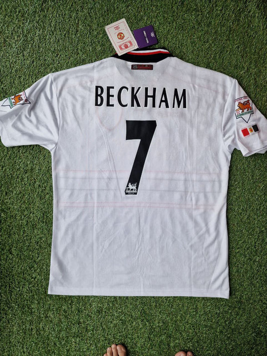 David Beckham Manchester United weißes Retro-Fußballtrikot