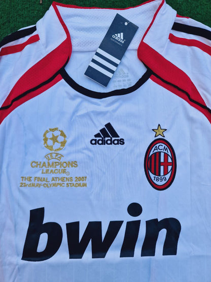 Andrea Pirlo Milan 2007 Final Athene Champions League Final White Retro Football Jersey