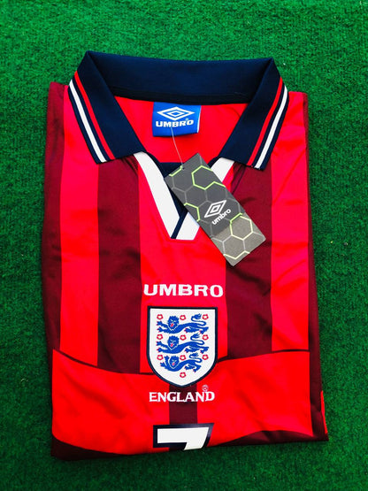 David Beckham England Red Retro Football Jersey