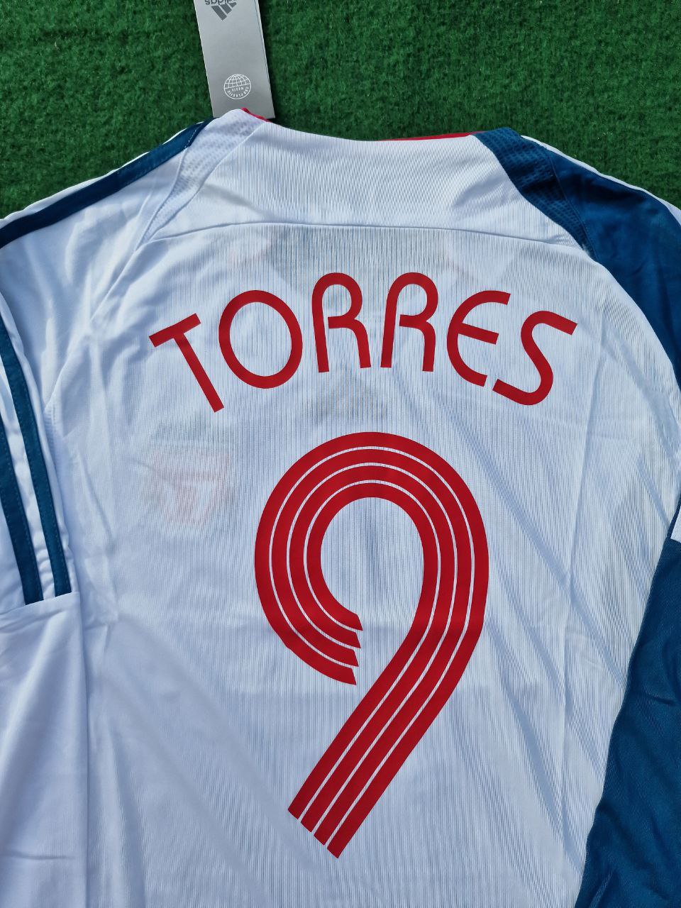 Fernando Torres Liverpool 2007 Weiß Blau Langarm Retro Trikot