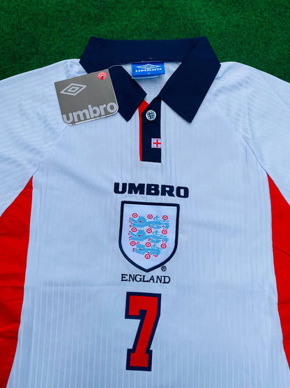 David Beckham England WM 1998 Langarm-Retro-Trikot