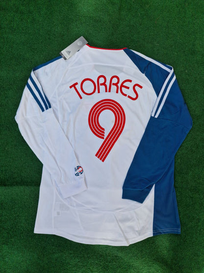 Fernando Torres Liverpool 2007 Weiß Blau Langarm Retro Trikot
