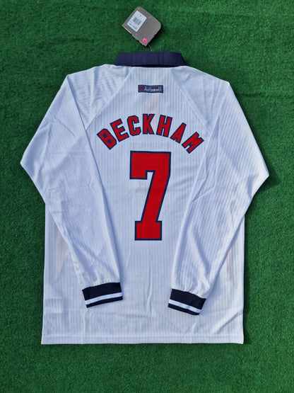David Beckham England WM 1998 Langarm-Retro-Trikot