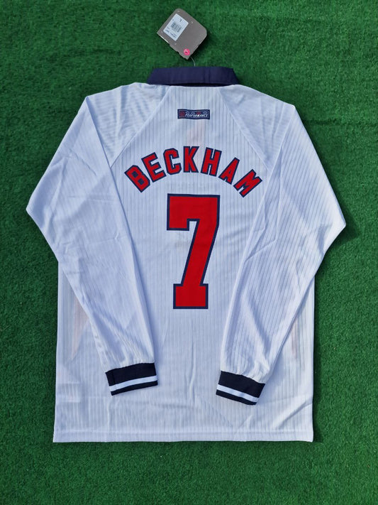 David Beckham England WM 1998 Langarm-Retro-Trikot