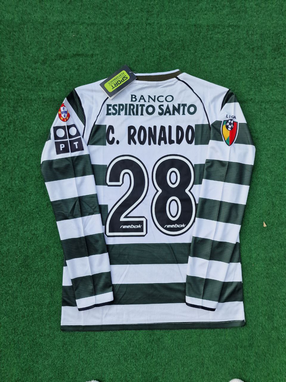 Cristiano Ronaldo Sporting Lisbon First Season Long Sleeve Retro Kids Jersey Soccer Shirt