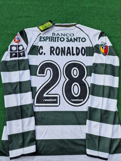 Cristiano Ronaldo Sporting Lissabon 2001 2003 Erste Saison Langarm Retro Trikot