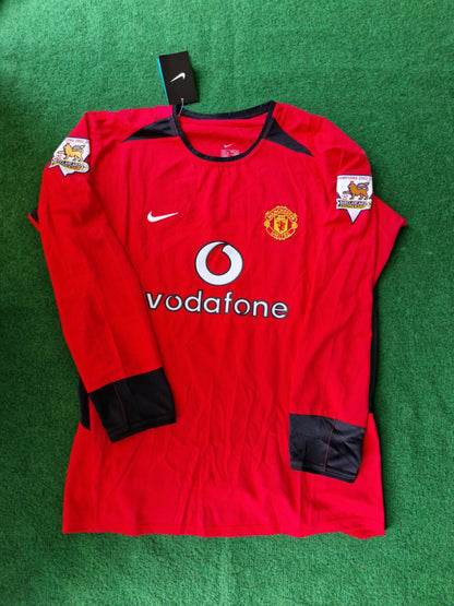 Cristiano Ronaldo Manchester United 2002 2004 Rotes Retro Langarm-Trikot