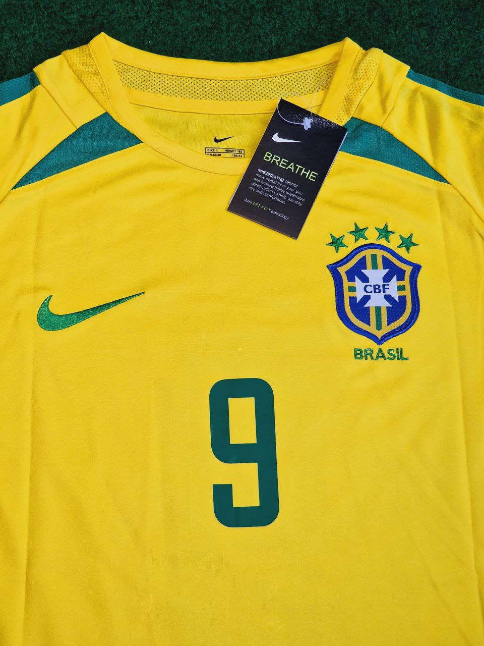 Ronaldo Nazario Brazil 2002 World Cup Yellow Retro Football Jersey