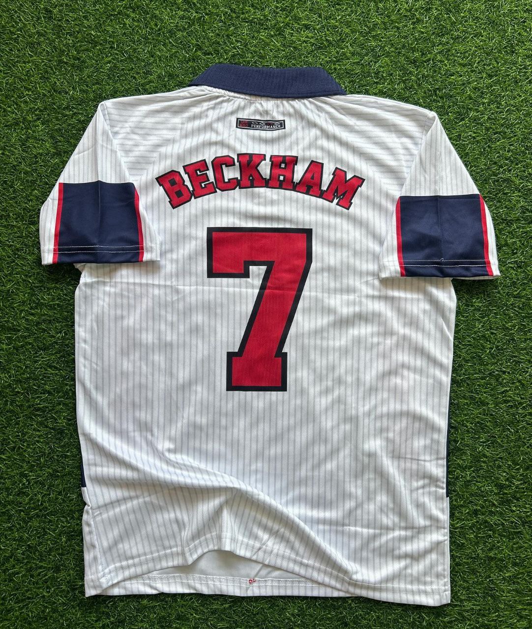 David Beckham England rot-weißes Retro-Trikot