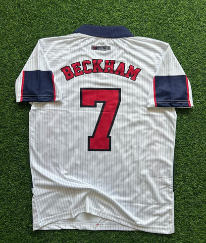 David Beckham England rot-weißes Retro-Trikot