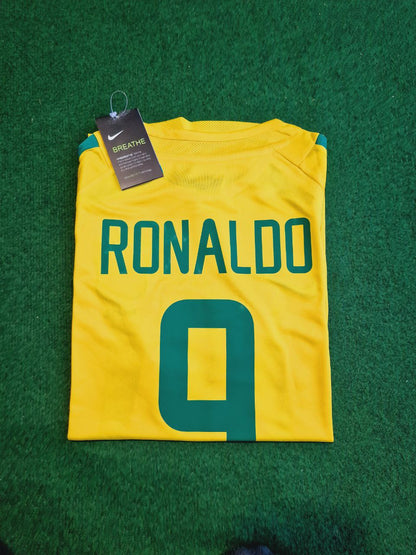 Ronaldo Nazario Brazil 2002 World Cup Yellow Retro Football Jersey