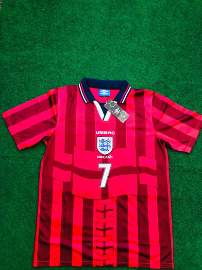 David Beckham England Red Retro Football Jersey