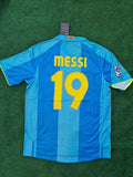 Maillot Rétro Lionel Messi Barcelone 2007 2008 Bleu Ciel Jaune Numéro 19