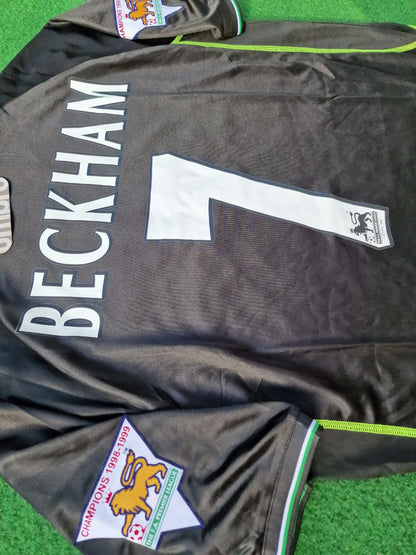 David Beckham Manchester United 1998 1999 Black Retro Football Jersey