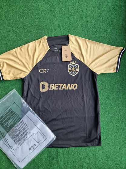 Cristiano Ronaldo Nummer 28 Sporting CP Goldenes Retro-Fußballtrikot