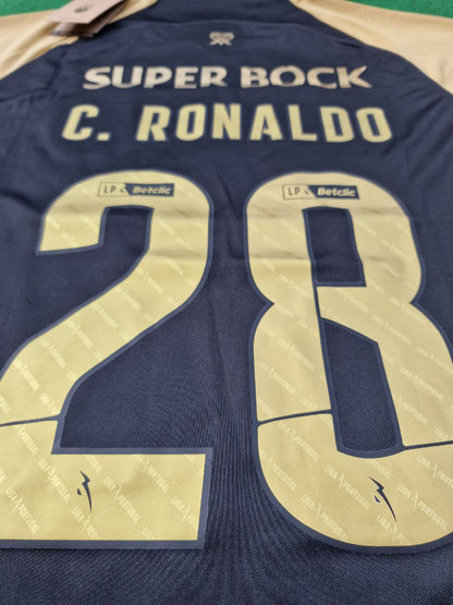 Cristiano Ronaldo Nummer 28 Sporting CP Goldenes Retro-Fußballtrikot
