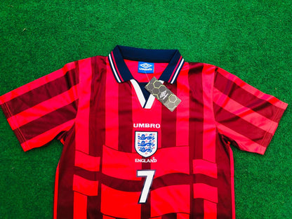 David Beckham England Red Retro Football Jersey