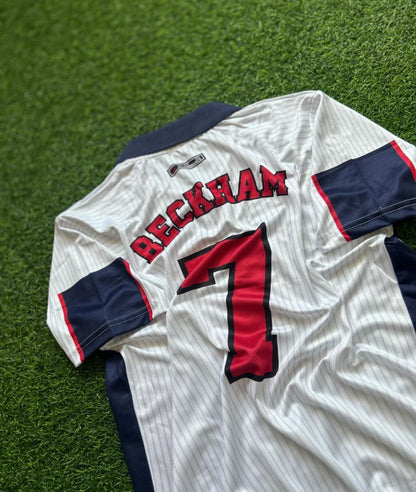 David Beckham England rot-weißes Retro-Trikot