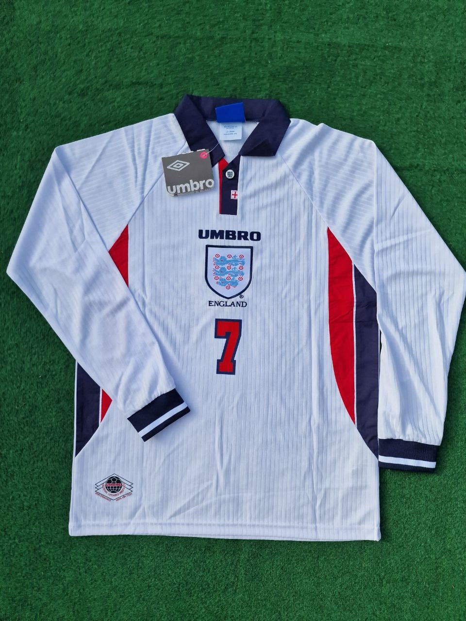 David Beckham England WM 1998 Langarm-Retro-Trikot