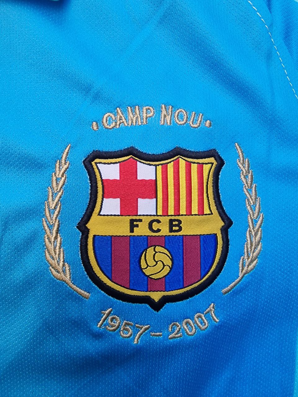 Maillot Rétro Lionel Messi Barcelone 2007 2008 Bleu Ciel Jaune Numéro 19