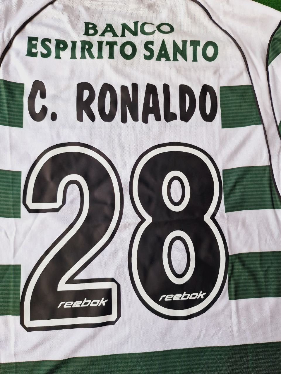 Cristiano Ronaldo Sporting Lisbon First Season Long Sleeve Retro Kids Jersey Soccer Shirt
