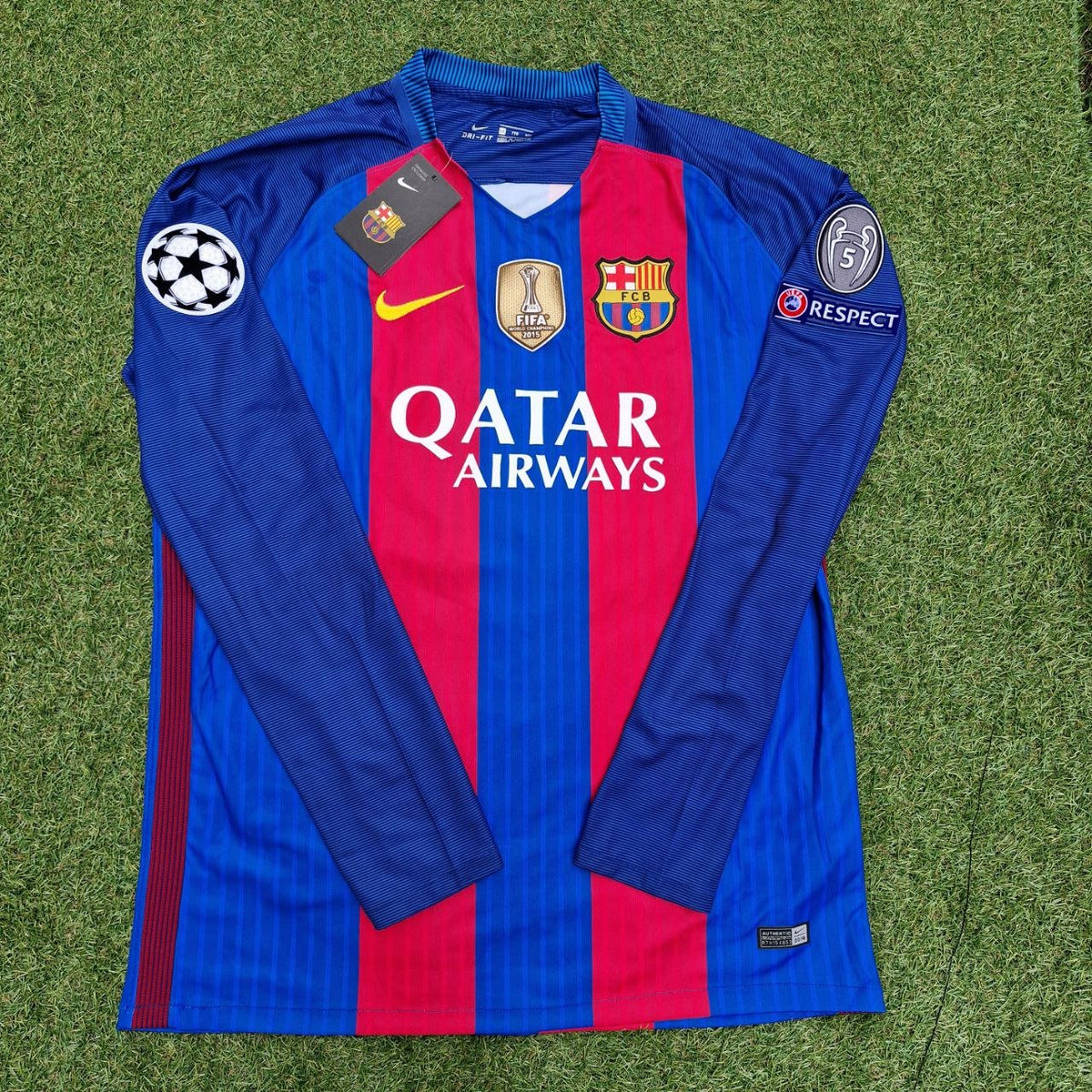 Lionel Messi Barcelona 2016 Special Edition Jersey with World Championship Patch Soccer Jersey