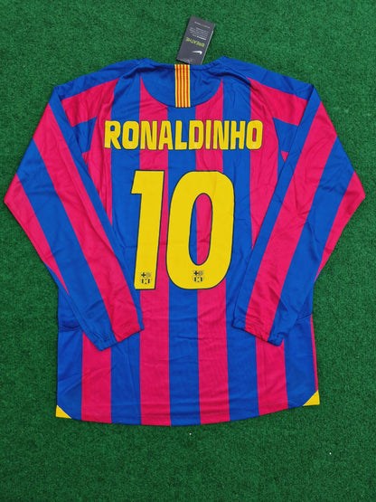 Ronaldinho #10 Barcelona 2005-2006 Langarm Retro Trikot