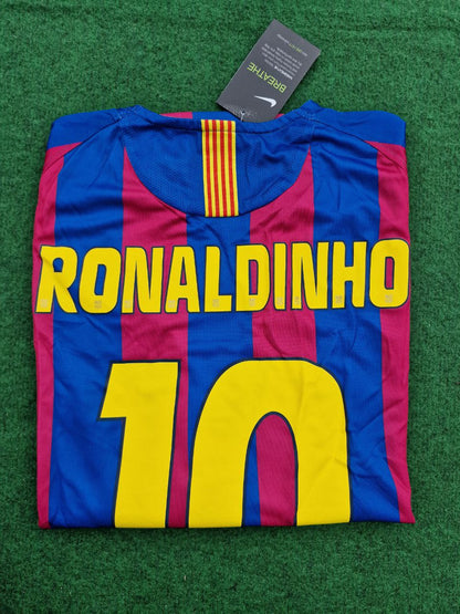 Ronaldinho #10 Barcelona 2005-2006 Langarm Retro Trikot