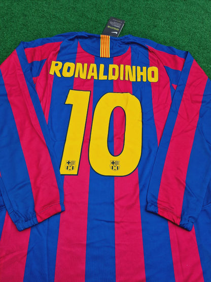 Ronaldinho #10 Barcelona 2005-2006 Langarm Retro Trikot