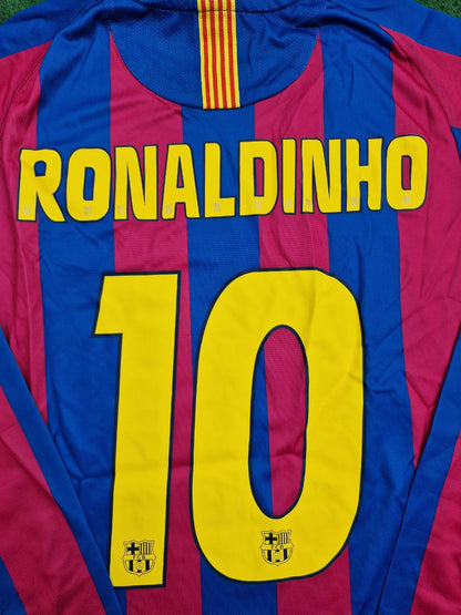 Ronaldinho #10 Barcelona 2005-2006 Langarm Retro Trikot