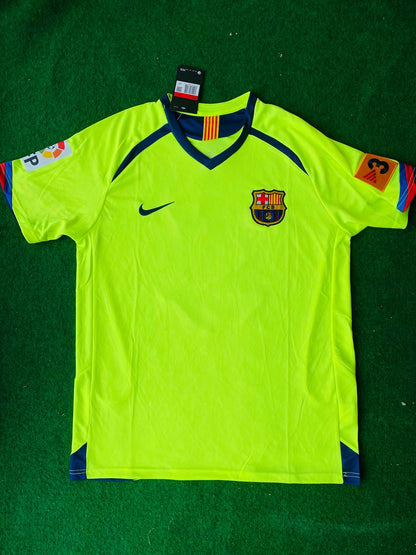 Samuel Eto`o #9 Barcelona 2005 2006 Green Yellow Retro Jersey Trikot Maillot Soccer Shirt