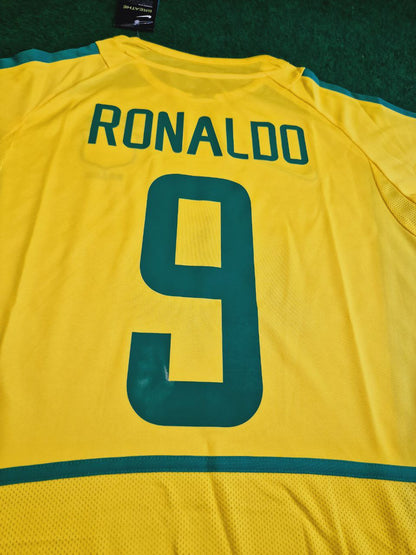 Ronaldo Nazario Brazil 2002 World Cup Yellow Retro Football Jersey