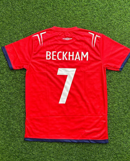 David Beckham England rot-weißes Retro-Trikot